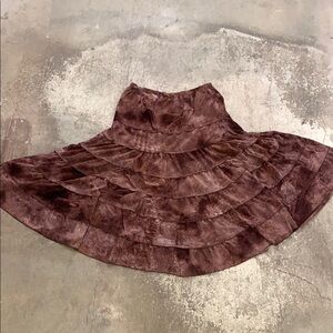 Vintage raindrops burned velvet Brown Tiered Women's Skirt fairy grunge